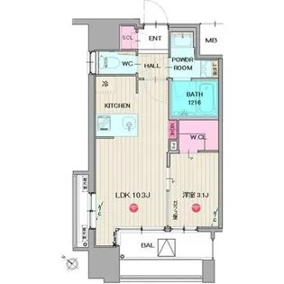 パークフラッツ弁天町駅前【10階】の間取り