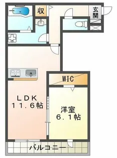 ザ・アパートメント谷上【1階】の間取り