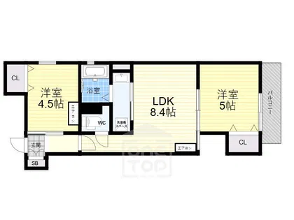 クリエオーレ一津屋2【1階】の間取り