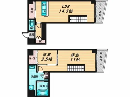 プレミアム長瀬【7階】の間取り