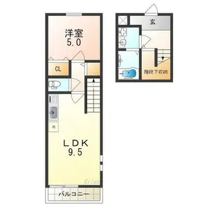 スリーハーブズグレンツェント泉大津【2階】の間取り