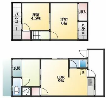 大阪府松原市上田1丁目【テラスハウス】の間取り