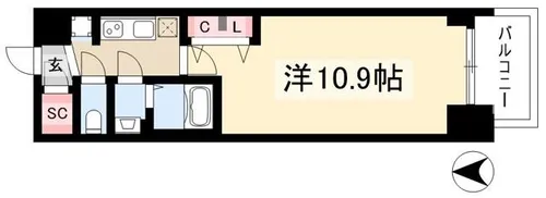 プレサンス丸の内リラティ【5階】の間取り