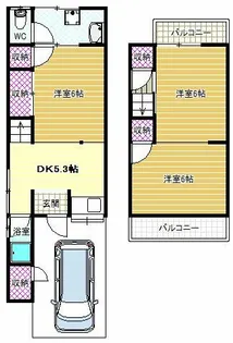 大阪府藤井寺市小山5丁目【テラスハウス】の間取り
