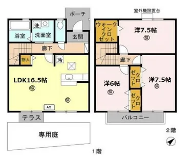 ローズコート今宿【1階】の間取り