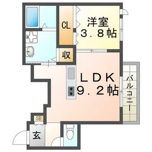 エヌズガーデン夙川【202号室】の間取り