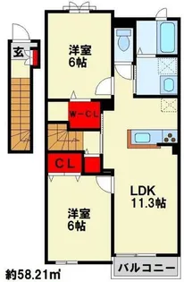 ペシェ・ロッソ Ⅱ【2階】の間取り