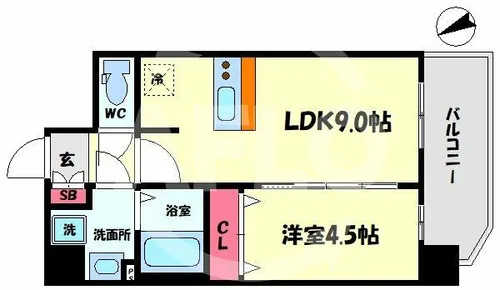 プレサンスOSAKA DOME CITYビーツ【13階】の間取り