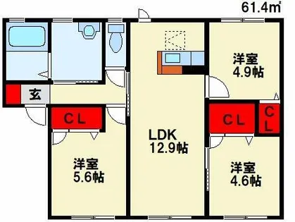 フォレストⅧ【101号室】の間取り
