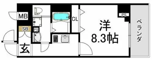 エグゼ天王寺Ⅱ【4階】の間取り