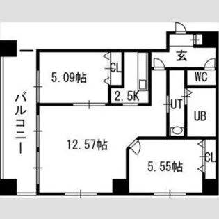 グランカーサ北3条【7階】の間取り