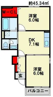 ブランミュール水巻B【1階】の間取り
