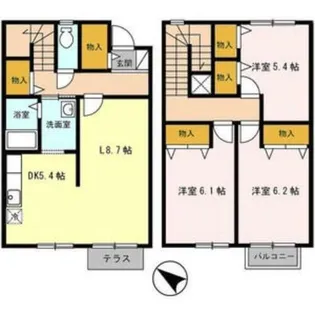 北海道札幌市東区北三十四条東23丁目【テラスハウス】の間取り