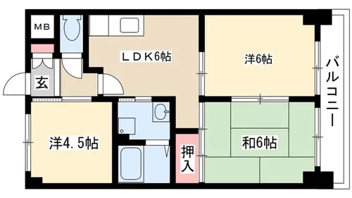 サン花塚【3階】の間取り