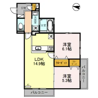 大阪府豊中市西泉丘2丁目【アパート】の間取り