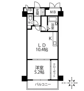 クリオ行啓通参番館【9階】の間取り