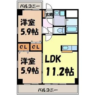 アンシャンテ車道【5階】の間取り