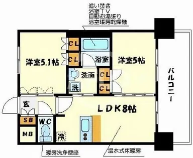 エステムコート南堀江Ⅱレアリス【10階】の間取り