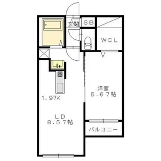 シャトーライフ近代美術館前1【1階】の間取り