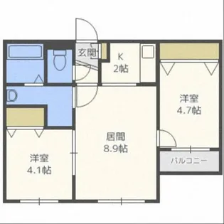 ブランシャール平岸【401号室】の間取り