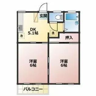 メゾンロワール【206号室】の間取り