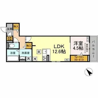 マリポーサ高畑A【1階】の間取り