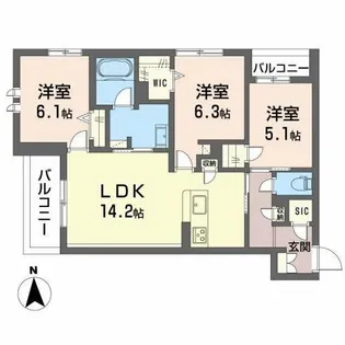 シャーメゾン シャルム本町【3階】の間取り