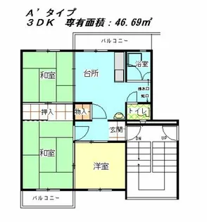 公社賃貸SMALIO 貝塚中央【1-306号室】の間取り