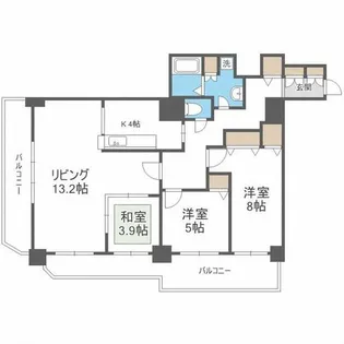知事公館前タワーレジデンス【9階】の間取り