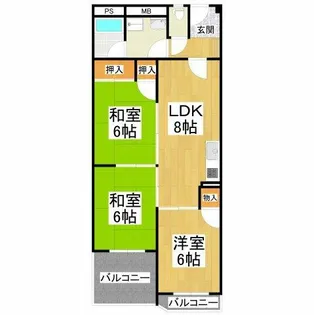 ヴィラ・ビアンカ美原【4階】の間取り