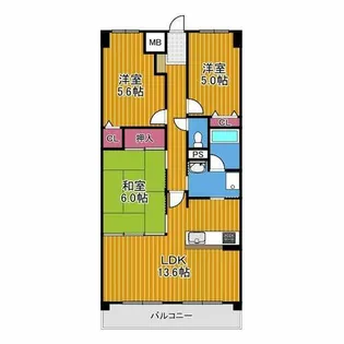 アンビエント金剛東【9階】の間取り