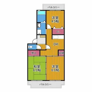 ヴィラ仲谷向陽台【2階】の間取り