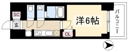 プレサンスTHE大須観音【1402号室】の間取り