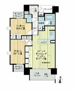 ファインフラッツ北浜【13階】の間取り