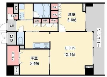 KDXレジデンス本町橋【13階】の間取り