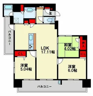 リヴィエール八幡駅前ヴェリエ【8階】の間取り