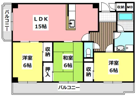 グランドール山口【1階】の間取り