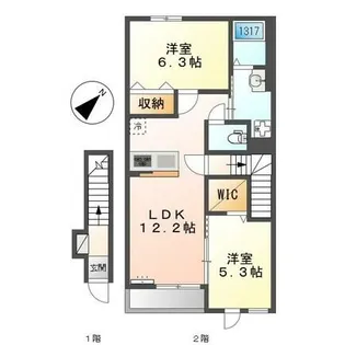 ラ・カシェット【2階】の間取り