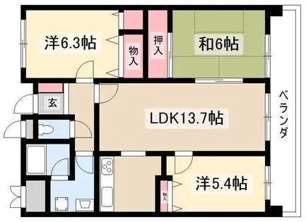 クレスト石川橋【902号室】の間取り