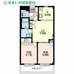 愛知県岡崎市福岡町字川田【アパート】の間取り