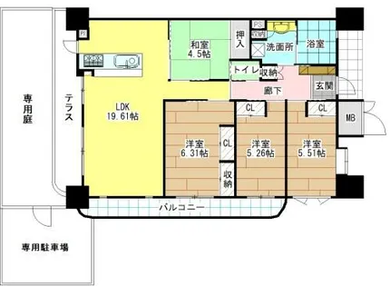 グランドパレス熊本町プレミアム【1階】の間取り
