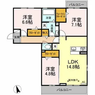 二子山パークプラザ【3階】の間取り