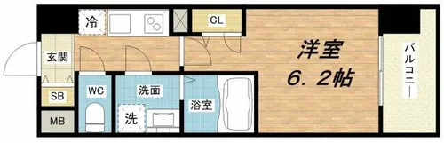 エスリード谷町六丁目レジデンス【2階】の間取り