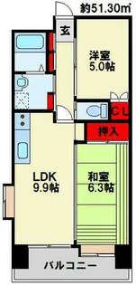 福岡県北九州市若松区白山1丁目【マンション】の間取り