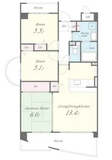 ボヌールエトワール2番館【1階】の間取り