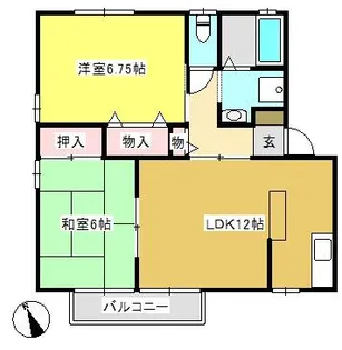 ハイカムールなつめA【1階】の間取り