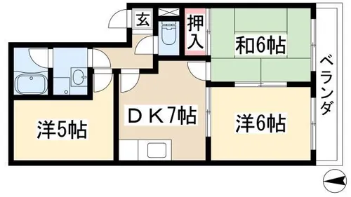 エクセル大谷【202号室】の間取り