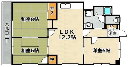 花山グリーンハイツ【4階】の間取り