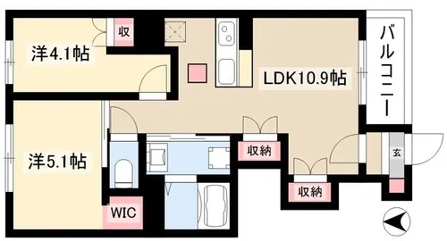 ボヌール【102号室】の間取り