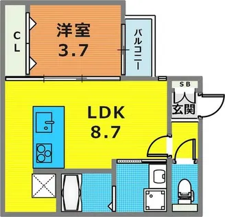 C-GRID脇浜【1階】の間取り